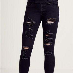 TRUE RELIGION Runway Ripped Black Jegging Sz L